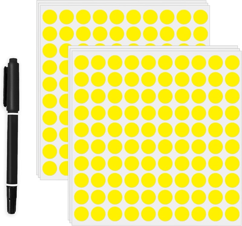 Aurtho 2000 Pcs 3/4" Garage Sale Price Stickers Sheets, Yellow Yard Sale Price Stickers, Round Color Coding Labels, Circle Dot Sticker for Home Decorative, Office, Classroom, Papers Etc - Image 1